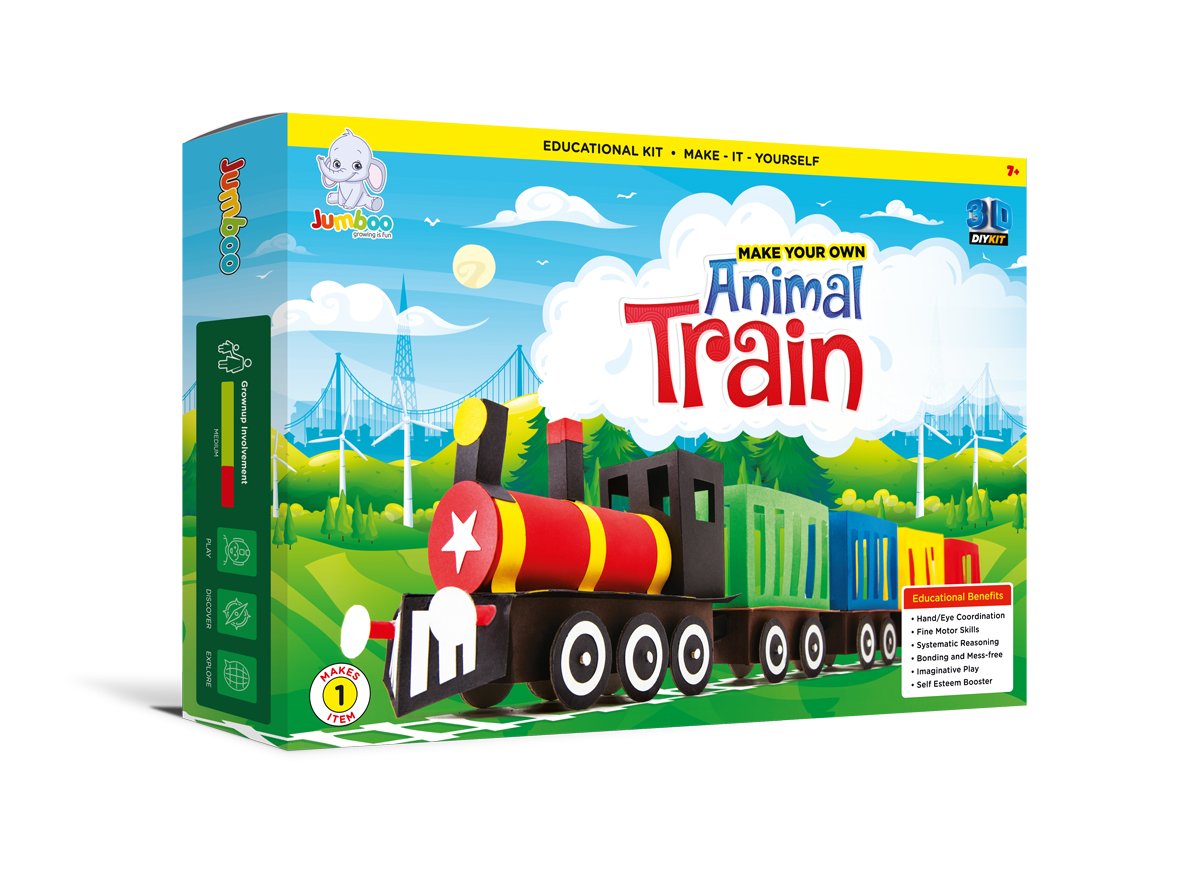 Jumboo Toys Kids DIY 3d Animal Train RRP 14.99 CLEARANCE XL 2.50 or 2 for 4